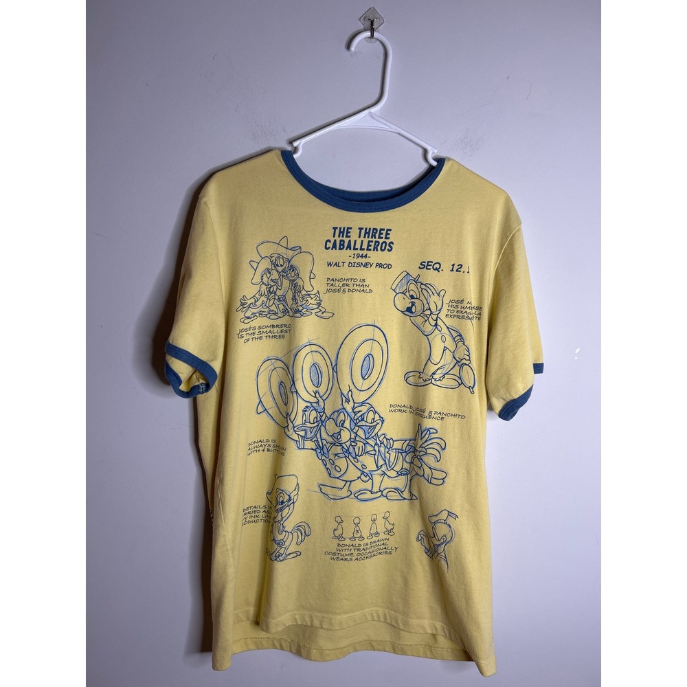 Disney Parks Three Caballeros Ink & Paint Ringer Yellow T Shirt Men M